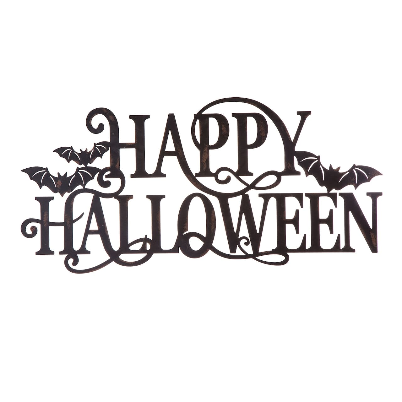 Glitzhome&#xAE; Black Metal Happy Halloween Wall Sign